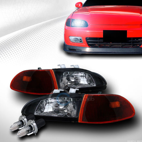 8000K HID BI-XENON BLK HEAD LIGHTS+SIGNAL CORNER SMOKE AM K2 92-95 CIVIC 4D/4DR