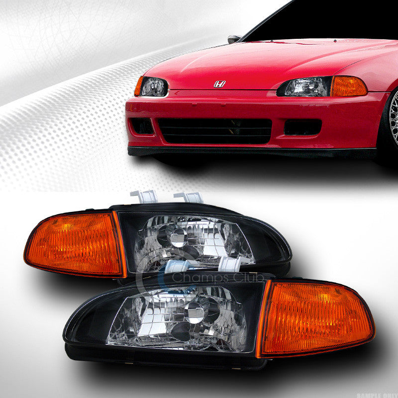 BLACK HEADLIGHT+SIGNAL PARKING CORNER AMBER YD 1992-1995 CIVIC 2D 3D COUPE/HATCH