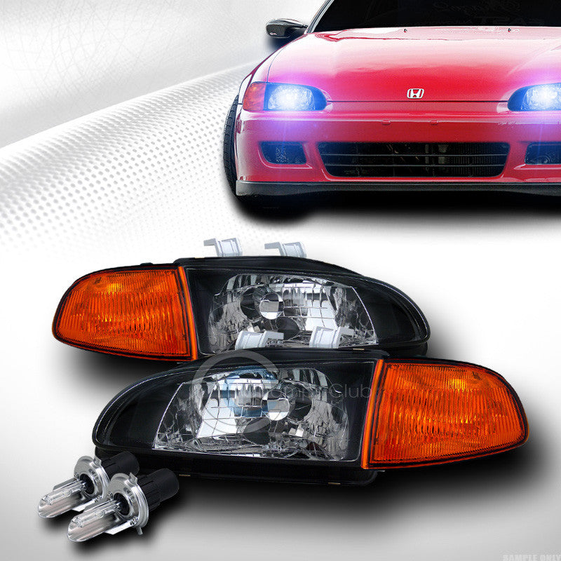 10000K HID BI-XENON JDM BLACK HEAD LIGHTS+SIGNAL CORNER AM YD 92-95 CIVIC 2D/3D