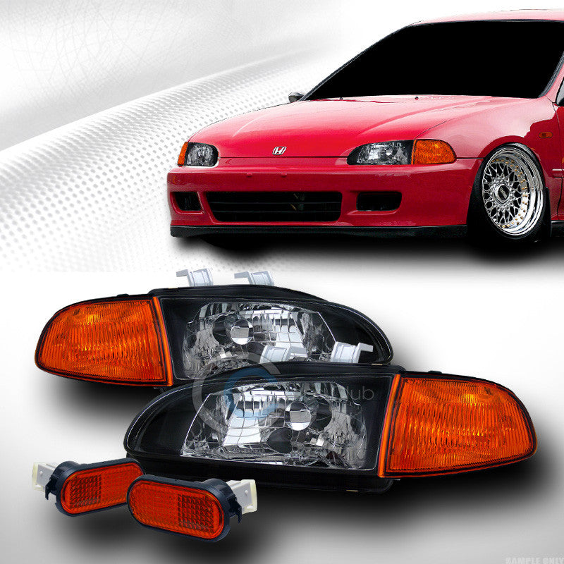 BLK HEADLIGHTS+SIGNAL CORNER AM+SIDE MARKER FENDER F 1992-1995 CIVIC COUPE/HATCH