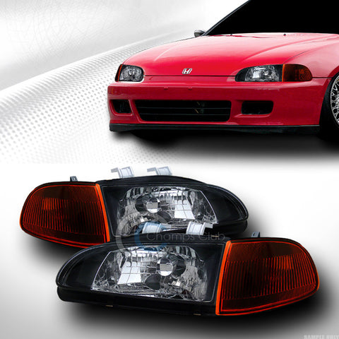 BLACK HEADLIGHT+SIGNAL PARKING CORNER SM AM YD 1992-1995 CIVIC 2D 3D COUPE/HATCH