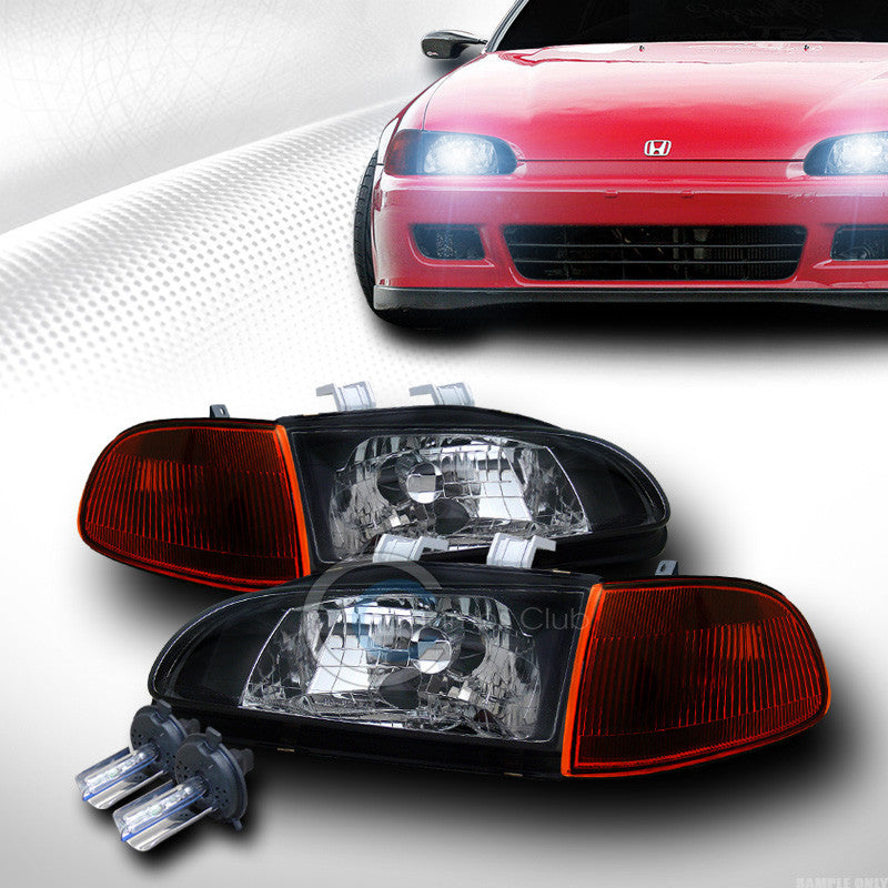 8000K HID XENON BLACK HEAD LIGHTS+SIGNAL CORNER SMOKE AM YD 92-95 CIVIC 2DR/3DR