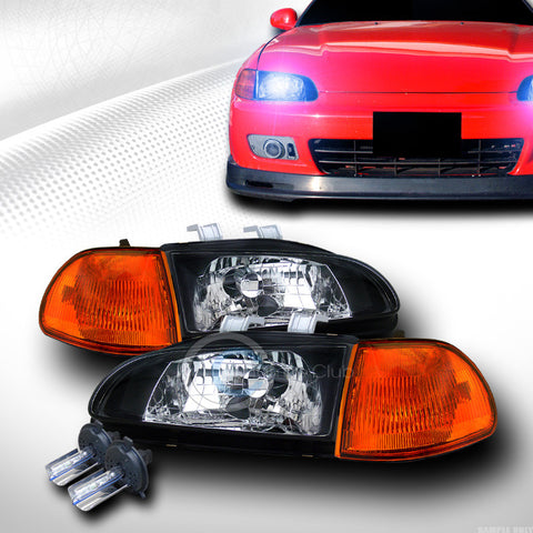 10000K HID XENON JDM BLACK HEAD LIGHTS+SIGNAL CORNER AMBER YD 92-95 CIVIC 4D/4DR