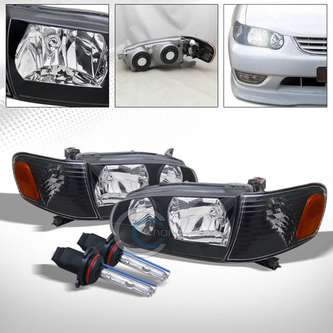 6000K HID XENON+BLACK HEAD LIGHTS CORNER SIGNAL LAMPS AMBER 01-02 TOYOTA COROLLA