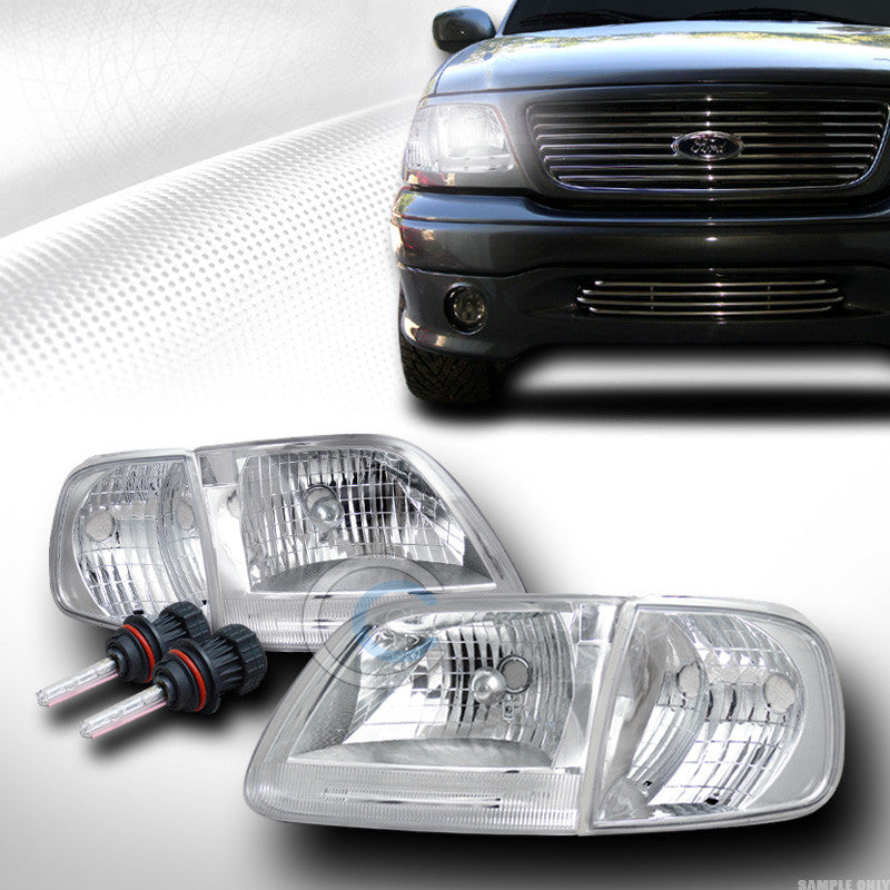 6000K HID BI-XENON+CHROME HEAD LIGHTS W/SIGNAL CORNER K2 97-03 F150 EXPEDITION