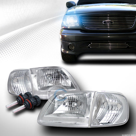 8000K HID BI-XENON+CHROME HEAD LIGHTS W/SIGNAL CORNER K2 97-03 F150 EXPEDITION