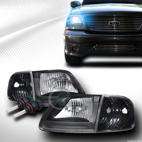 8000K HID BI-XENON BLACK HEAD LIGHTS+SIGNAL CORNER K2 97-03 FORD F150 EXPEDITION
