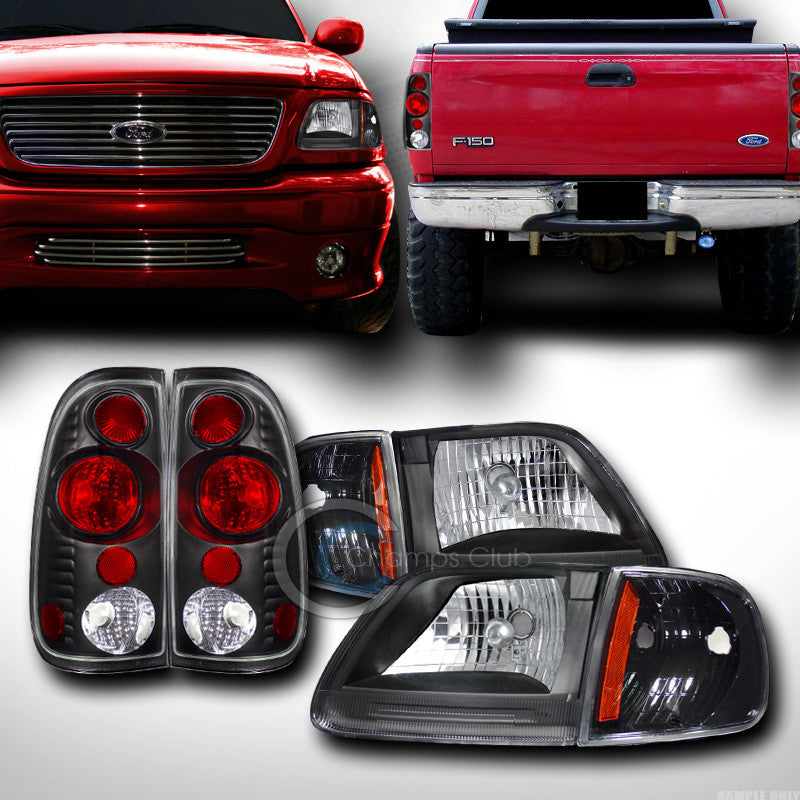 BLK HEAD LIGHTS+SIGNAL CORNER AMBER W/ALTEZZA TAIL BRAKE LAMPS V2 K2 97-03 F150