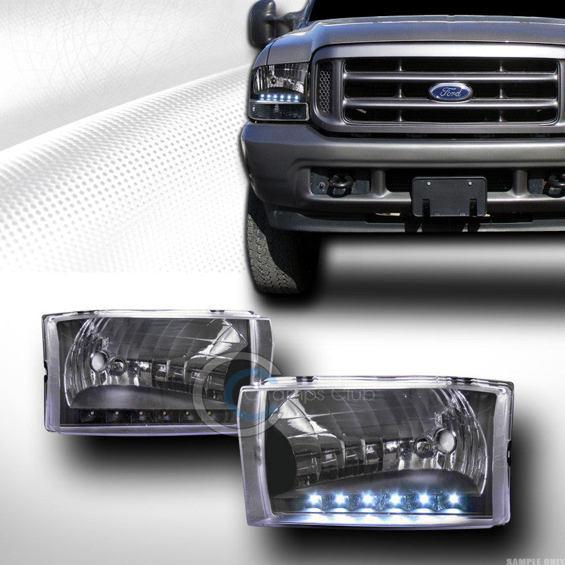 CRYSTAL BLACK CLEAR LED HEAD LIGHTS LAMP K2 99 00-04 FORD F250 F350 SD EXCURSION