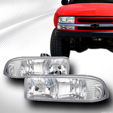 CRYSTAL CHROME CLEAR HEAD LIGHTS LAMP LEFT+RIGHT K2 98-04 CHEVY S10 BLAZER/TRUCK