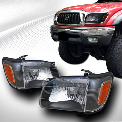 JDM CRYSTAL BLK CLEAR HEAD LIGHTS+CORNER SIGNAL AMBER 4PC K2 01-04 TOYOTA TACOMA