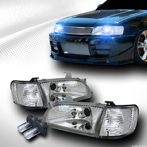 10000K HID XENON CHROME CLEAR HEAD LIGHTS+SIGNAL CORNER LAMP 95-98 TOYOTA TERCEL