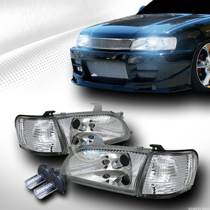 8000K HID XENON CHROME CLEAR HEAD LIGHTS+SIGNAL CORNER LAMPS 95-98 TOYOTA TERCEL