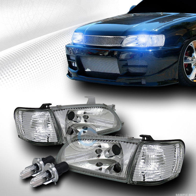 10000K HID BI-XENON CHROME HEAD LIGHTS W/SIGNAL CORNER LAMPS 95-98 TOYOTA TERCEL