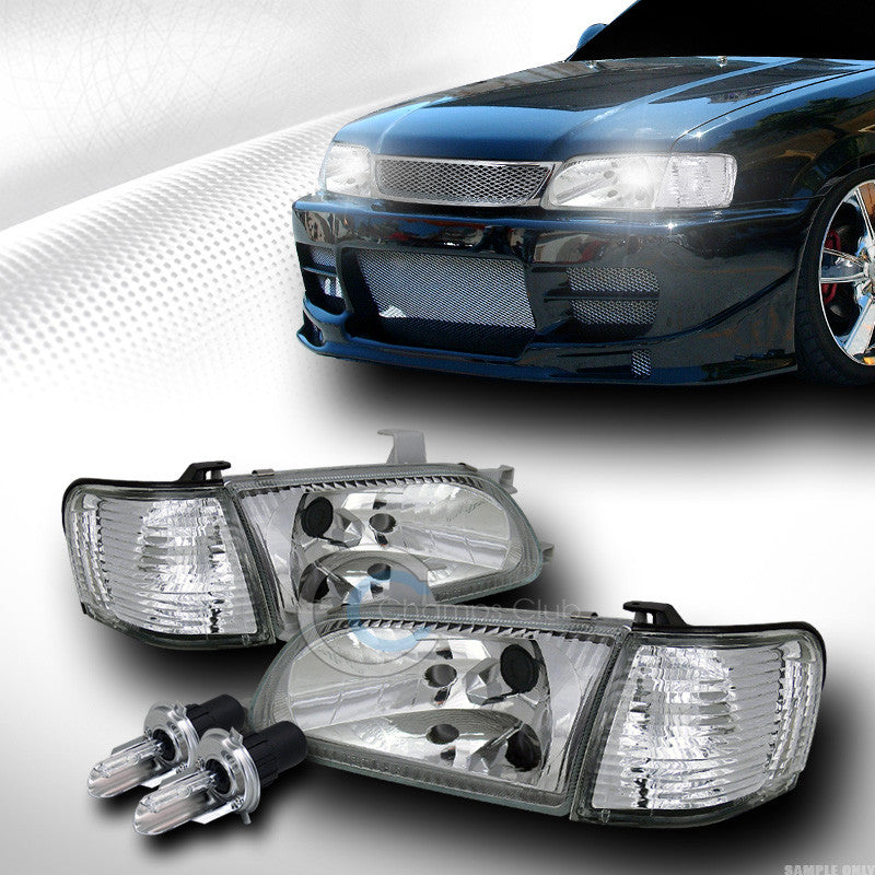 6000K HID BI-XENON CHROME HEAD LIGHTS W/SIGNAL CORNER LAMPS 95-98 TOYOTA TERCEL