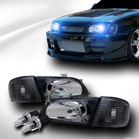 10000K HID BI-XENON JDM BLK HEAD LIGHTS+SIGNAL CORNER LAMPS 95-98 TOYOTA TERCEL