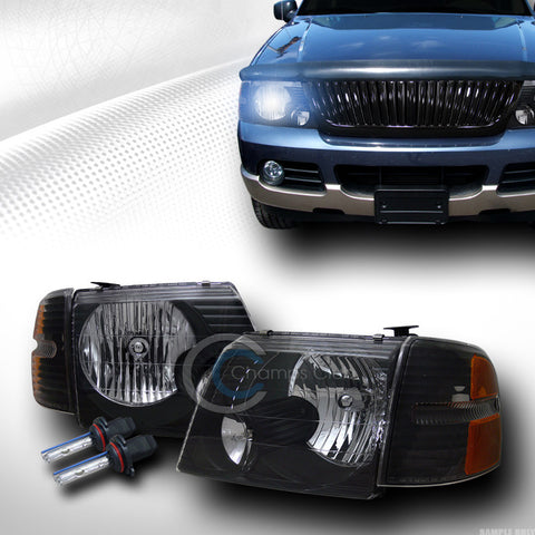 8000K HID XENON BLK HALO HEAD LIGHTS LAMPS SIGNAL AM KS 02-05 FORD EXPLORER 4DR