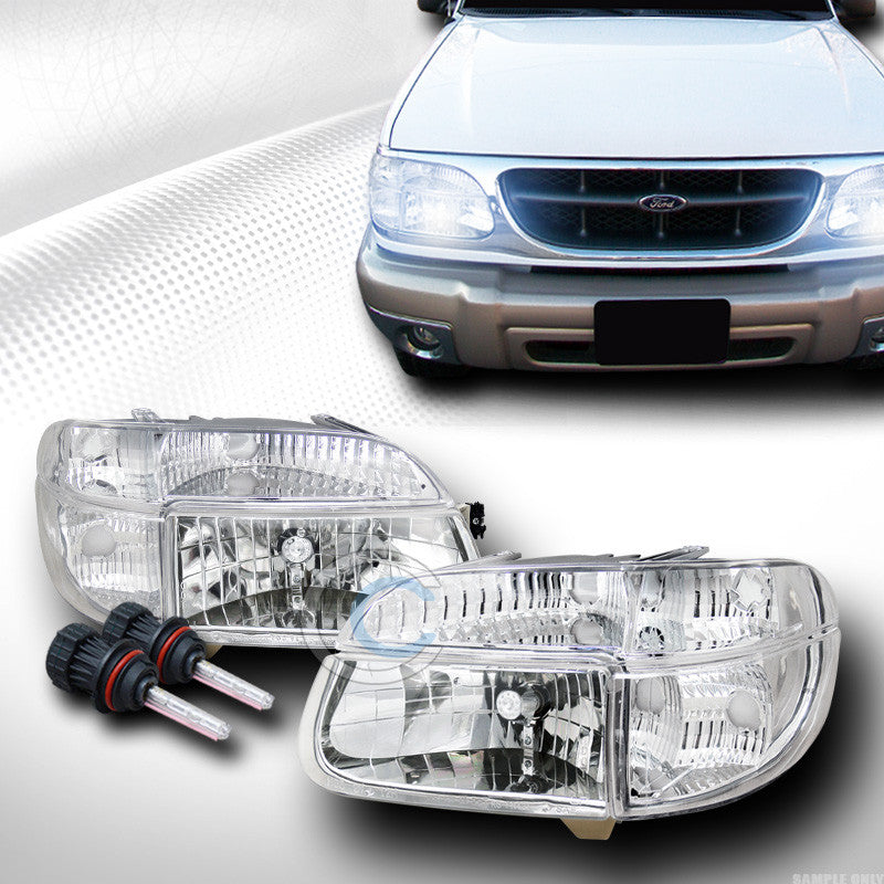 8000K HID BI-XENON CHROME HEAD LIGHT+DEPO SIGNAL CORNER LAMP 95-01 FORD EXPLORER