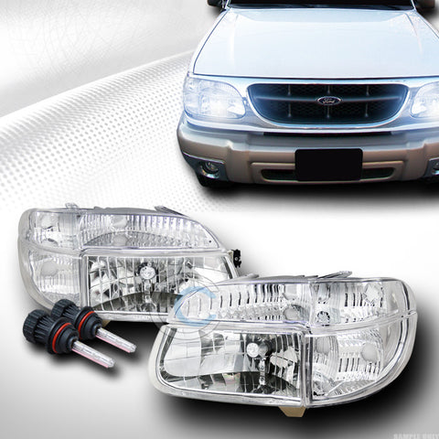 8000K HID BI-XENON CHROME HEAD LIGHT+DEPO SIGNAL CORNER LAMP 95-01 FORD EXPLORER