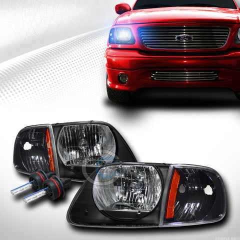 10000K HID XENON BLK HEAD LIGHTS V2+SIGNAL CORNER AMBER KS 97-03 F150/EXPEDITION