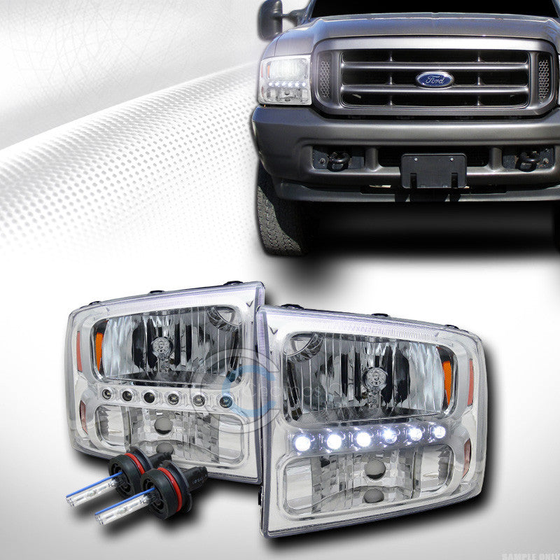 6000K HID XENON CHROME LED HEAD LIGHTS SIGNAL CORNER AM KS 99-04 F250 EXCURSION