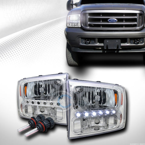 6000K HID BI-XENON CHROME LED HEAD LIGHT SIGNAL LAMPS AM KS 99-04 F250 EXCURSION