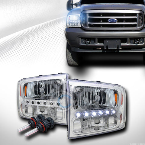 8000K HID BI-XENON CHROME LED HEAD LIGHT SIGNAL LAMPS AM KS 99-04 F250 EXCURSION