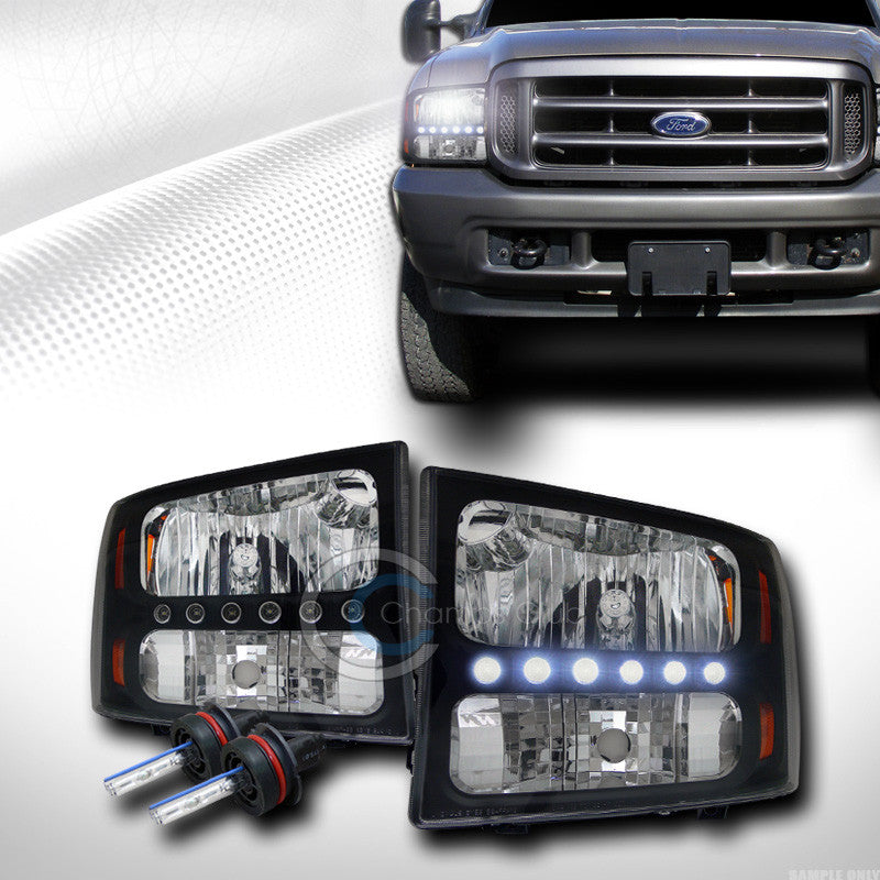 6000K HID XENON BLK LED HEAD LIGHT SIGNAL CORNER AM KS 99-04 FORD F250 EXCURSION