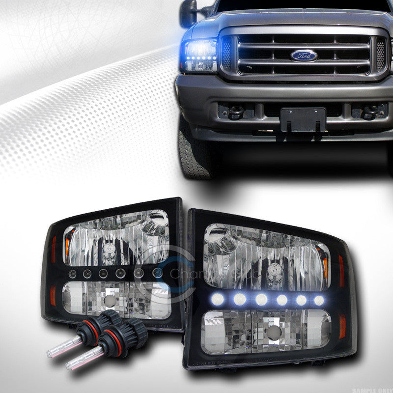 10000K HID BI-XENON BLK LED HEAD LIGHTS SIGNAL LAMPS AM KS 99-04 F250 EXCURSION