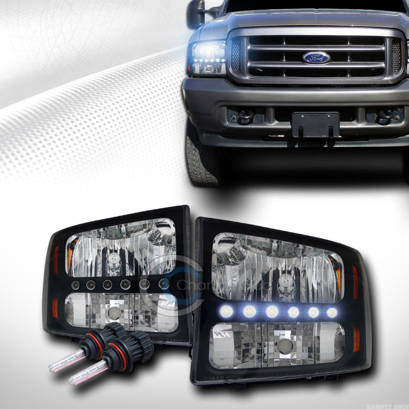 8000K HID BI-XENON BLACK LED HEAD LIGHTS SIGNAL LAMPS AM KS 99-04 F250 EXCURSION