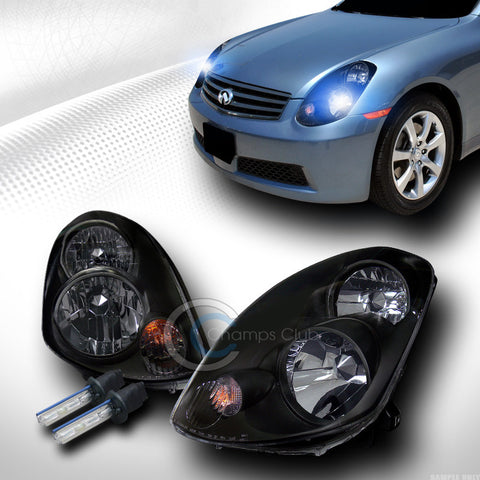 10000K HID XENON JDM BLK HEAD LIGHTS LAMPS SIGNAL FOR 03-04 INFINITI G35 4D/4DR