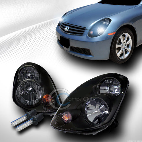 8000K HID XENON JDM BLACK HEAD LIGHTS LAMPS SIGNAL FOR 03-04 INFINITI G35 4D/4DR
