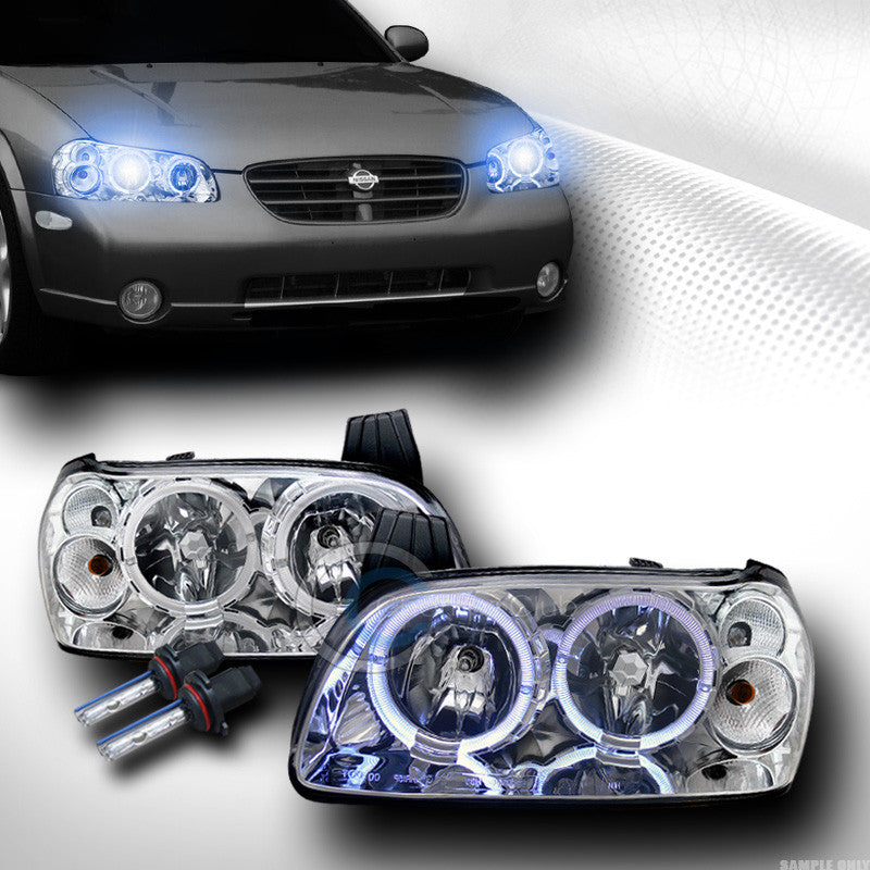 10000K HID XENON W/CHROME DRL HALO HEAD LIGHTS LAMPS SIGNAL KS FOR 00-01 MAXIMA