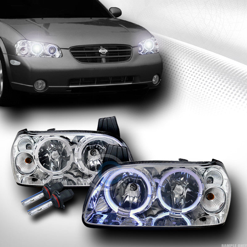 6000K HID XENON W/CHROME DRL HALO HEAD LIGHTS LAMPS SIGNAL KS FOR 00-01 MAXIMA