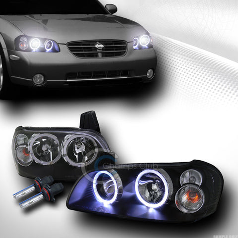 6000K HID XENON BLACK HALO HEAD LIGHTS LAMPS SIGNAL KS FOR 00-01 NISSAN MAXIMA