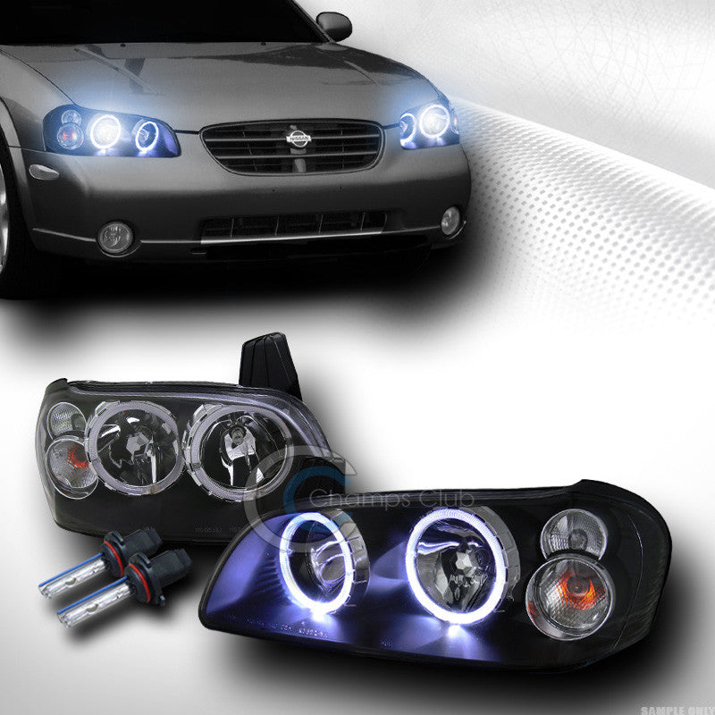 8000K HID XENON BLACK HALO HEAD LIGHTS LAMPS SIGNAL KS FOR 00-01 NISSAN MAXIMA