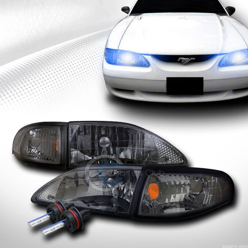 10000K HID XENON SMOKE HEAD LIGHTS LAMPS SIGNAL CORNER AM KS 94-98 FORD MUSTANG