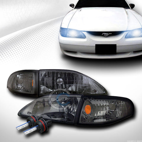 8000K HID XENON SMOKE HEAD LIGHTS LAMP SIGNAL CORNER AMBER KS 94-98 FORD MUSTANG