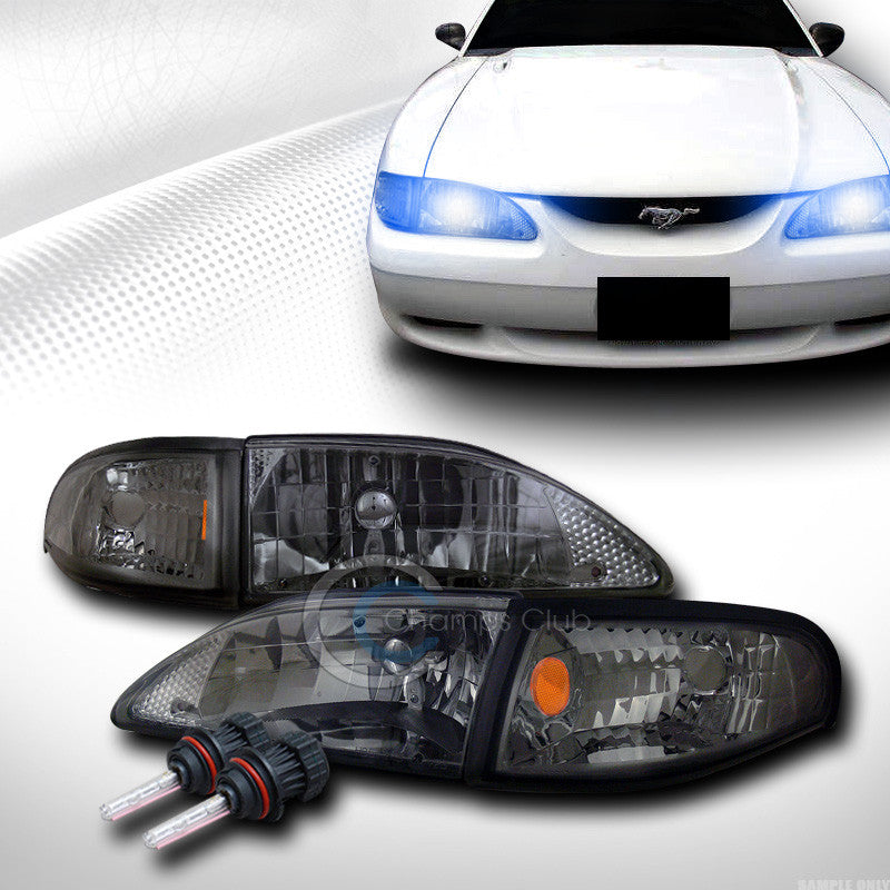 10000K HID BI-XENON SMOKE HEAD LIGHT LAMP SIGNAL CORNER AM KS 94-98 FORD MUSTANG