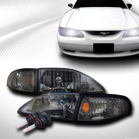 6000K HID BI-XENON SMOKE HEAD LIGHTS LAMP SIGNAL CORNER AM KS 94-98 FORD MUSTANG