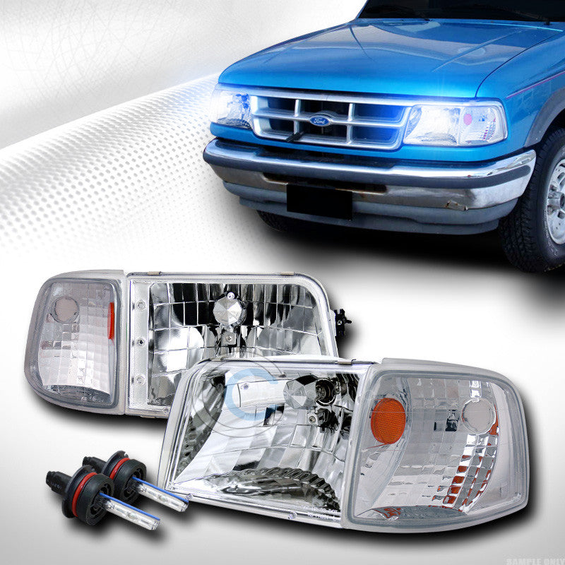 10000K HID XENON CHROME HEAD LIGHTS+SIGNAL CORNER LAMPS AM KS 93-97 FORD RANGER