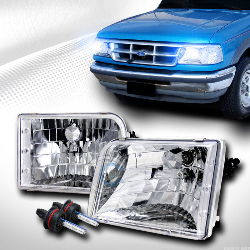 10000K HID XENON EURO CHROME CLEAR SPORT HEAD LIGHTS LAMPS KS 93-97 FORD RANGER