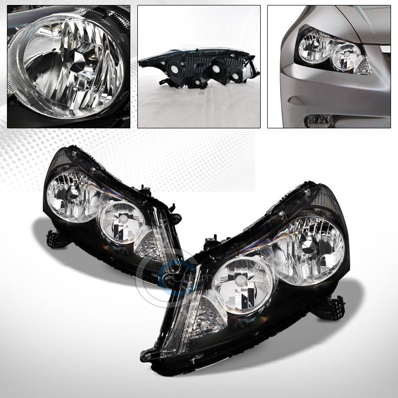 FACTORY BLK CRYSTAL HEAD LIGHTS SIGNAL LAMPS NB 08-12 HONDA ACCORD 4D/4DR SEDAN