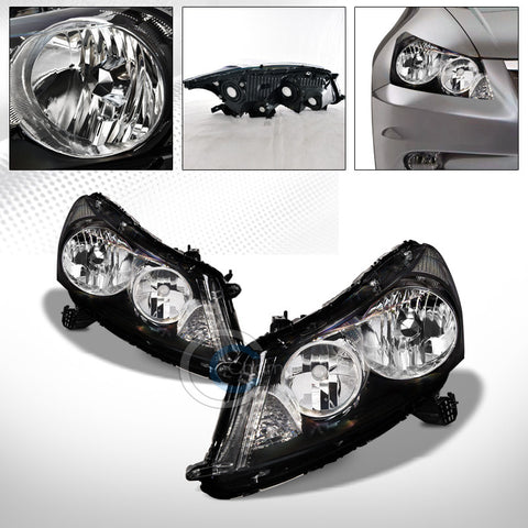 FACTORY BLK CRYSTAL HEAD LIGHTS SIGNAL LAMPS NB 08-12 HONDA ACCORD 4D/4DR SEDAN