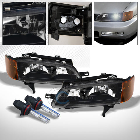 6000K HID XENON+BLACK HEAD LIGHTS CORNER SIGNAL AMBER 4P NB 94-97 HONDA ACCORD