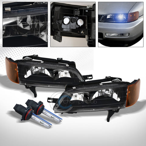 8000K HID XENON+BLACK HEAD LIGHTS CORNER SIGNAL AMBER 4P NB 94-97 HONDA ACCORD