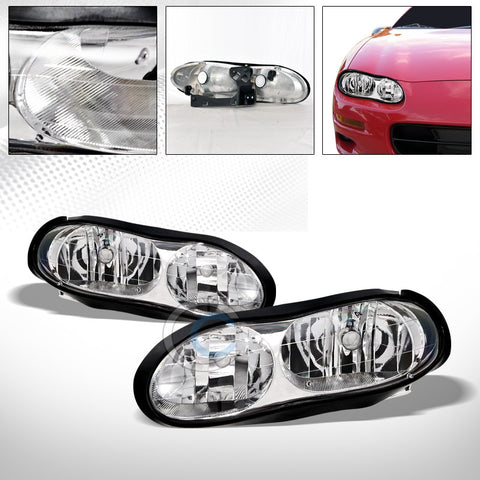 FACTORY CHROME CRYSTAL HEAD LIGHTS LAMPS LEFT+RIGHT PAIR NB 98-02 CHEVY CAMARO