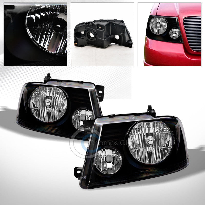FACTORY BLACK CRYSTAL HEAD LIGHTS SIGNAL LAMPS NB 04-08 F150/06+ LINCOLN MARK LT