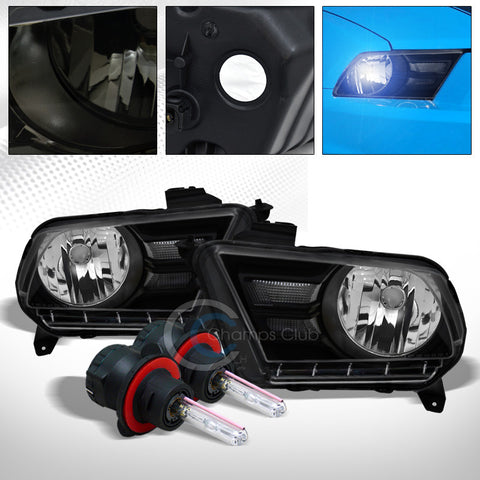 8000K HID BI-XENON+BLACK HEAD LIGHTS SIGNAL LAMPS NB 10-14 FORD MUSTANG HALOGEN
