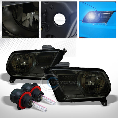 8000K HID BI-XENON+SMOKE HEAD LIGHTS SIGNAL LAMPS NB 10-14 FORD MUSTANG HALOGEN